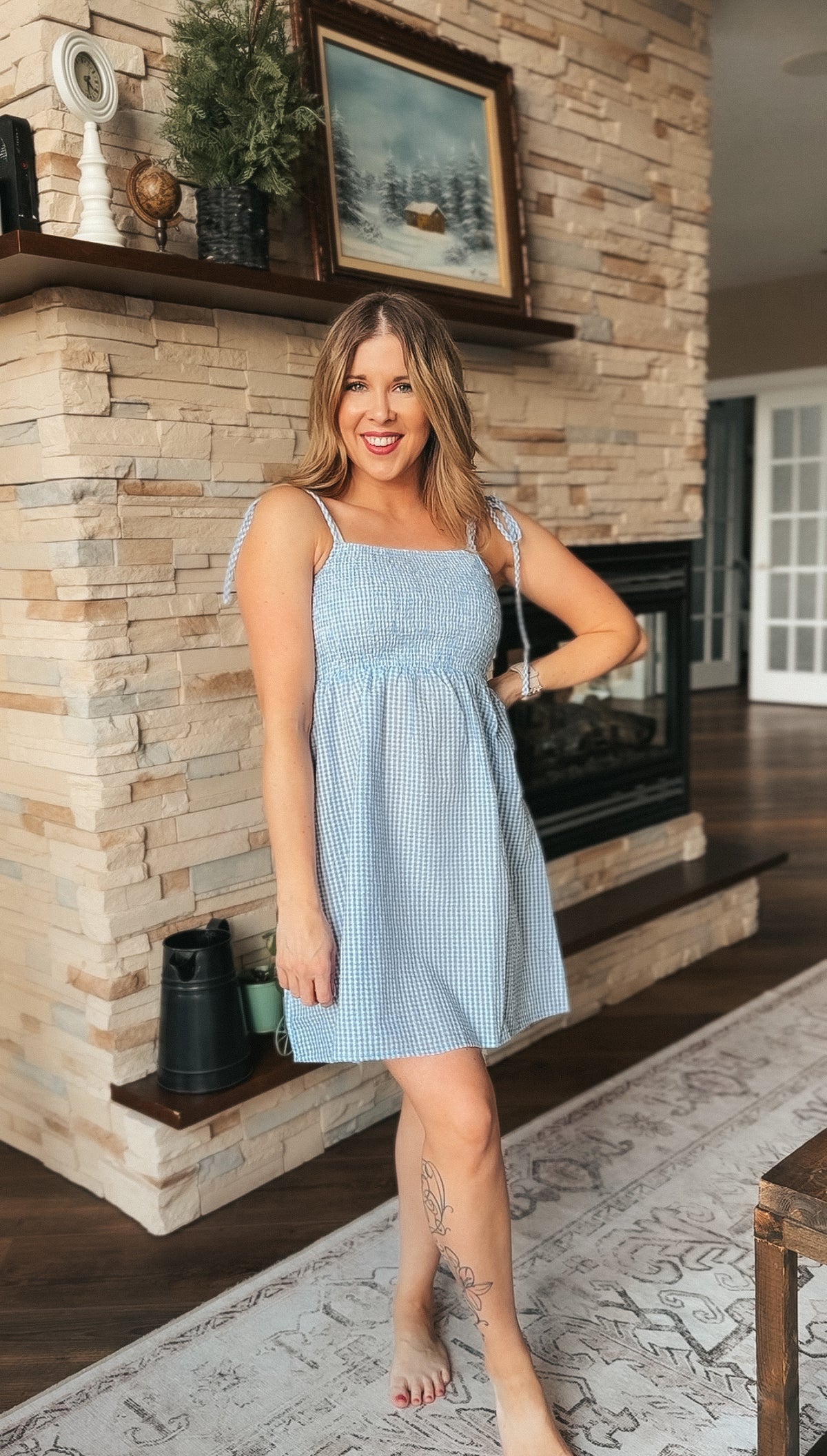 Eva Gingham Sundress | Blue