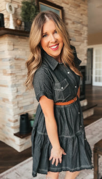 Ava Denim Dress | Charcoal