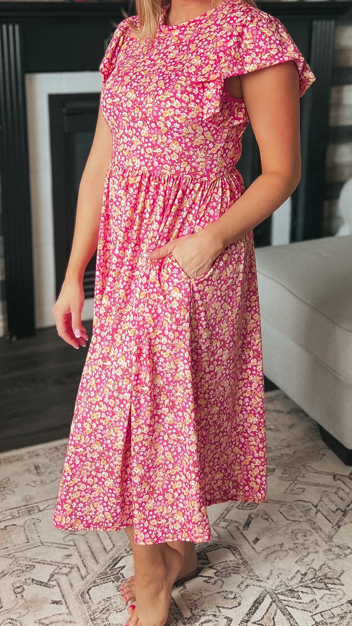 Victoria Floral Sundress: Fuchsia