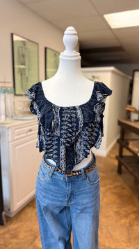 # 8 - Navy Handkerchief Top  | S | SAMPLE SALE