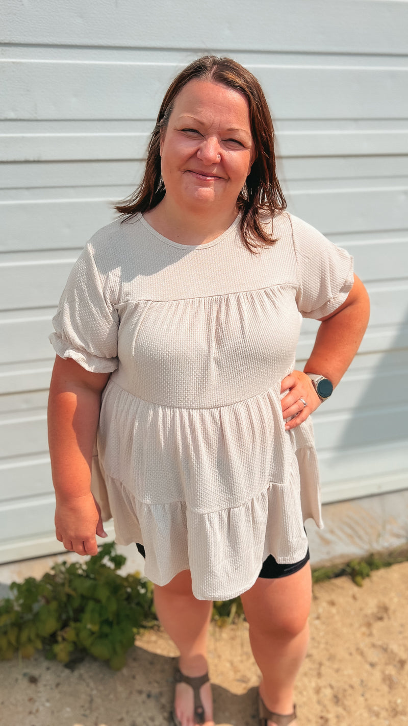 Dolly Babydoll Top: Beige