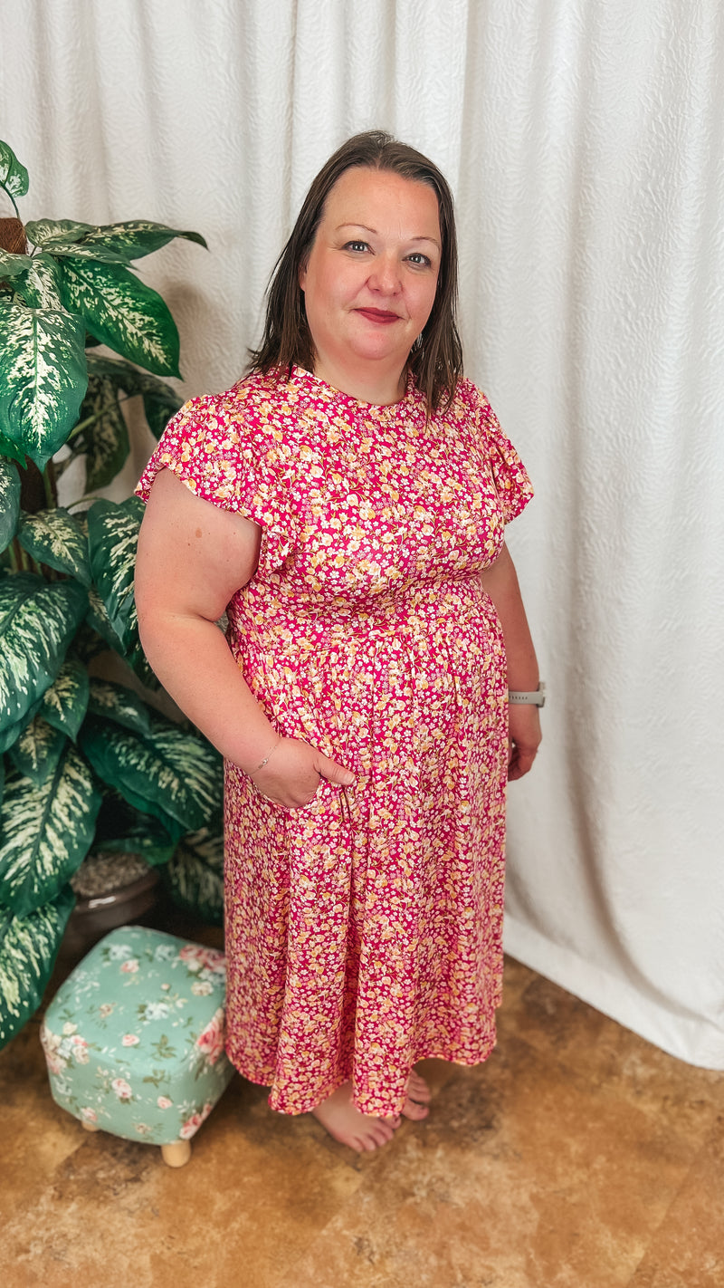 Victoria Floral Sundress: Fuchsia