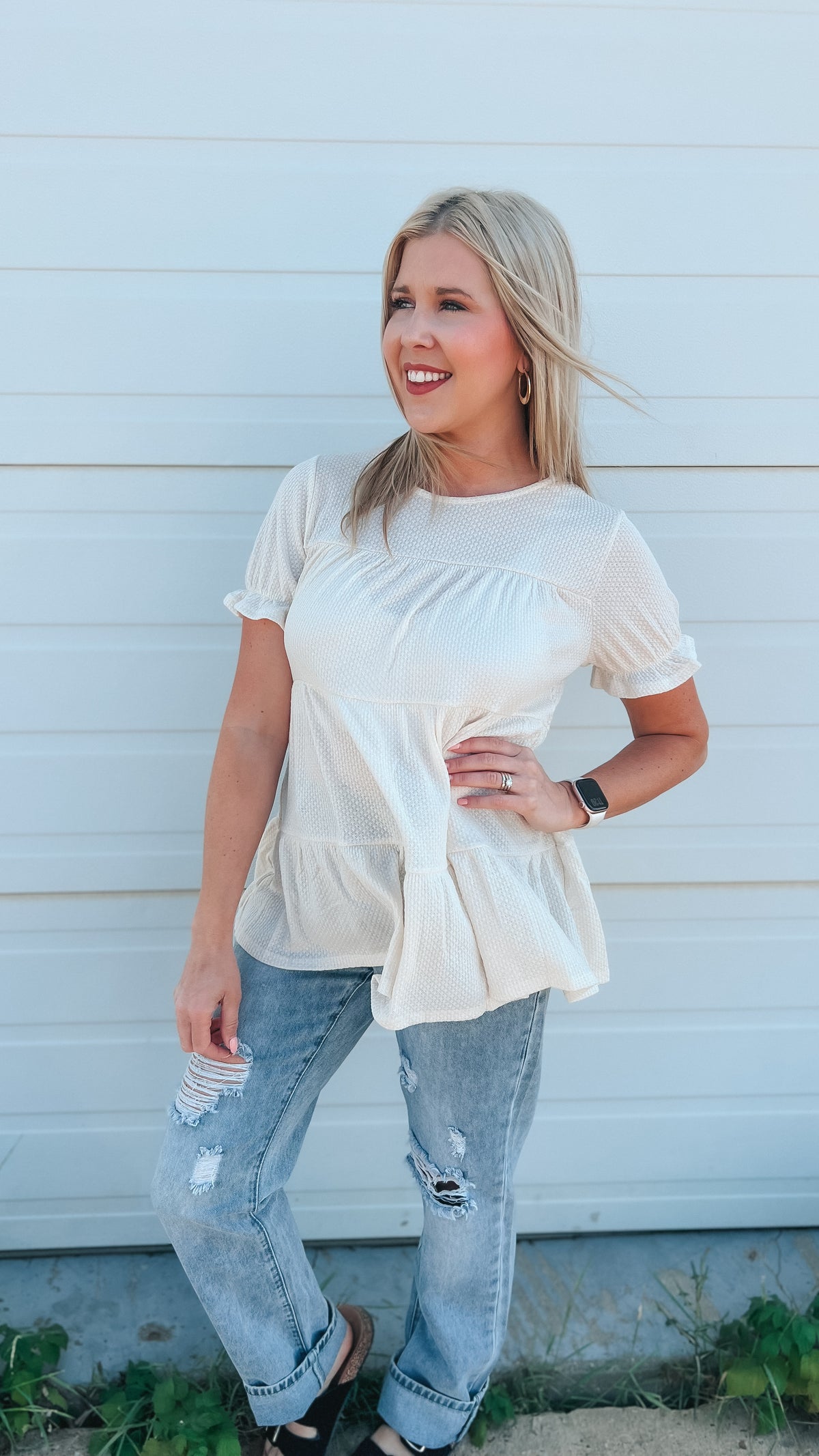 Dolly Babydoll Top: Cream