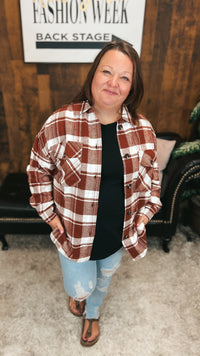Finley Plaid Shacket | Brown