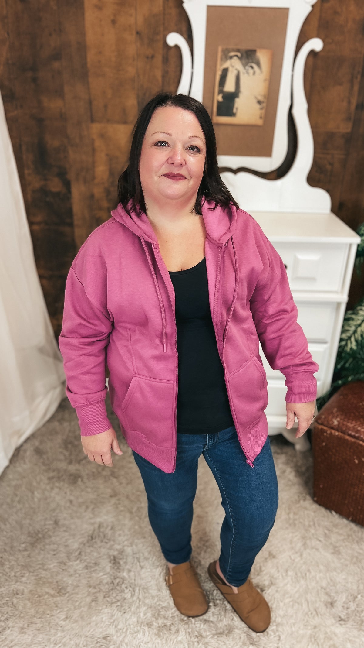 Nora Zip Hoodie | Antique Fuchsia