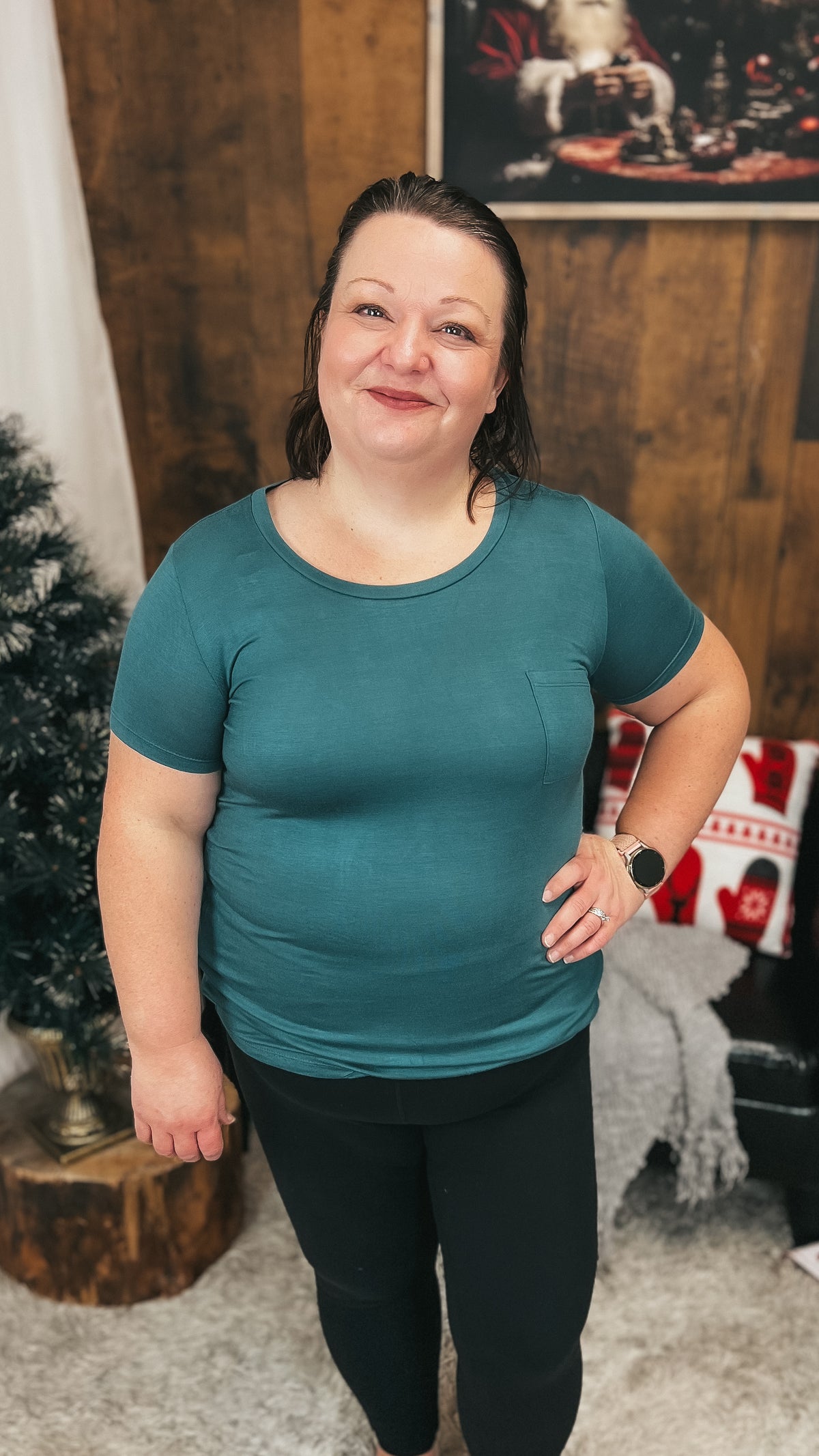 Laura Heathered Tee | Palm Leaf