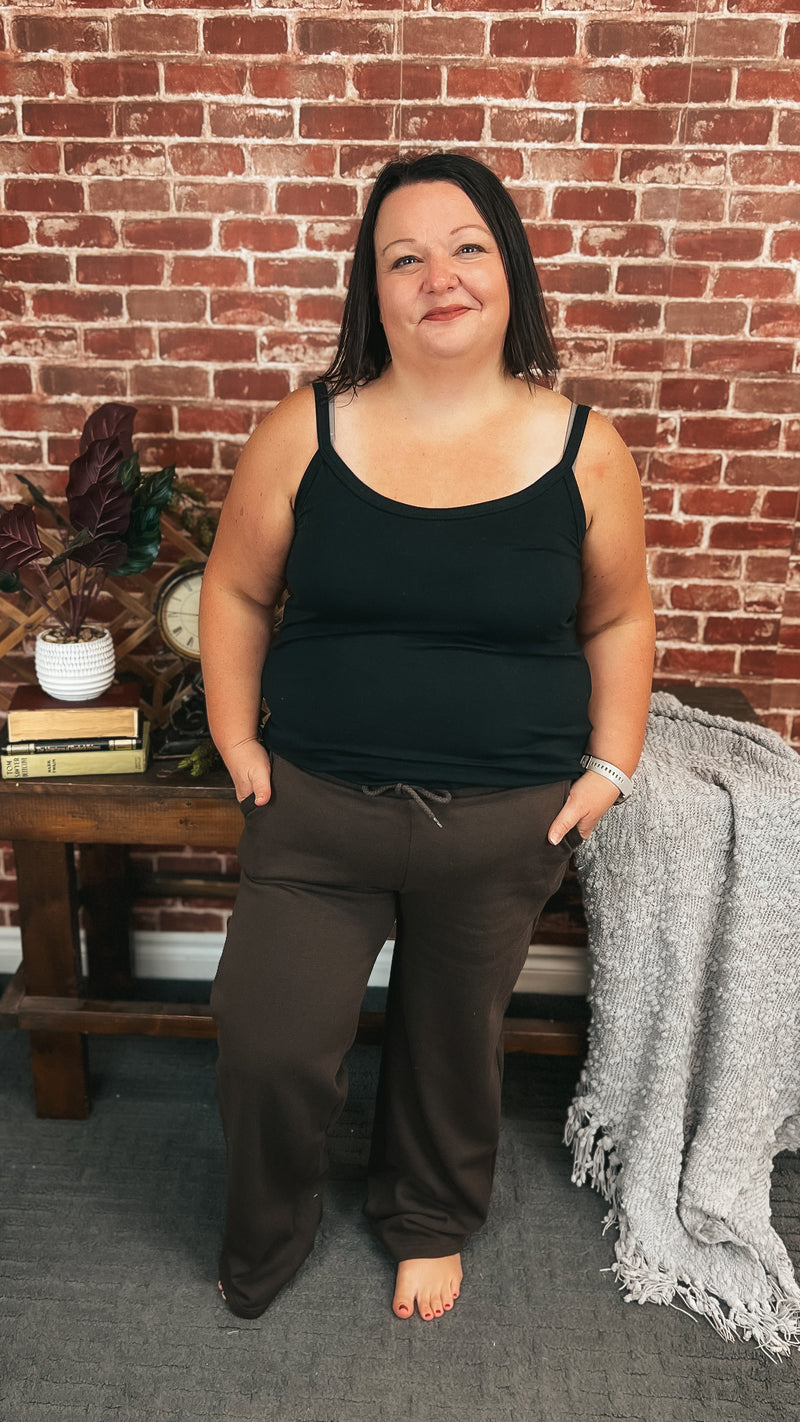 Jodie Wide Leg Jogging Pants | Brown