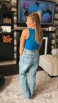 Tamara Ribbed Tank Top: Ocean Blue