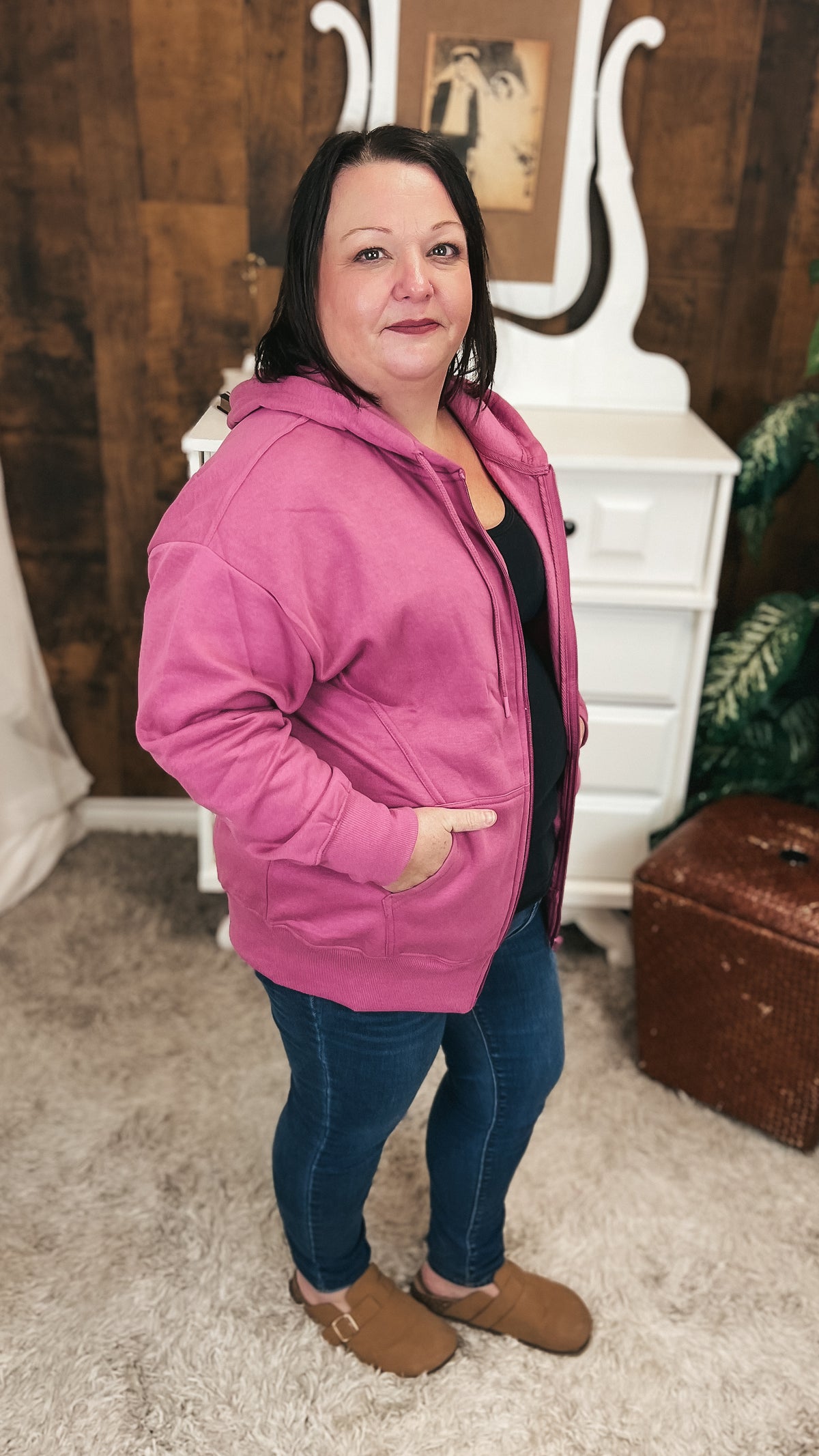 Nora Zip Hoodie | Antique Fuchsia