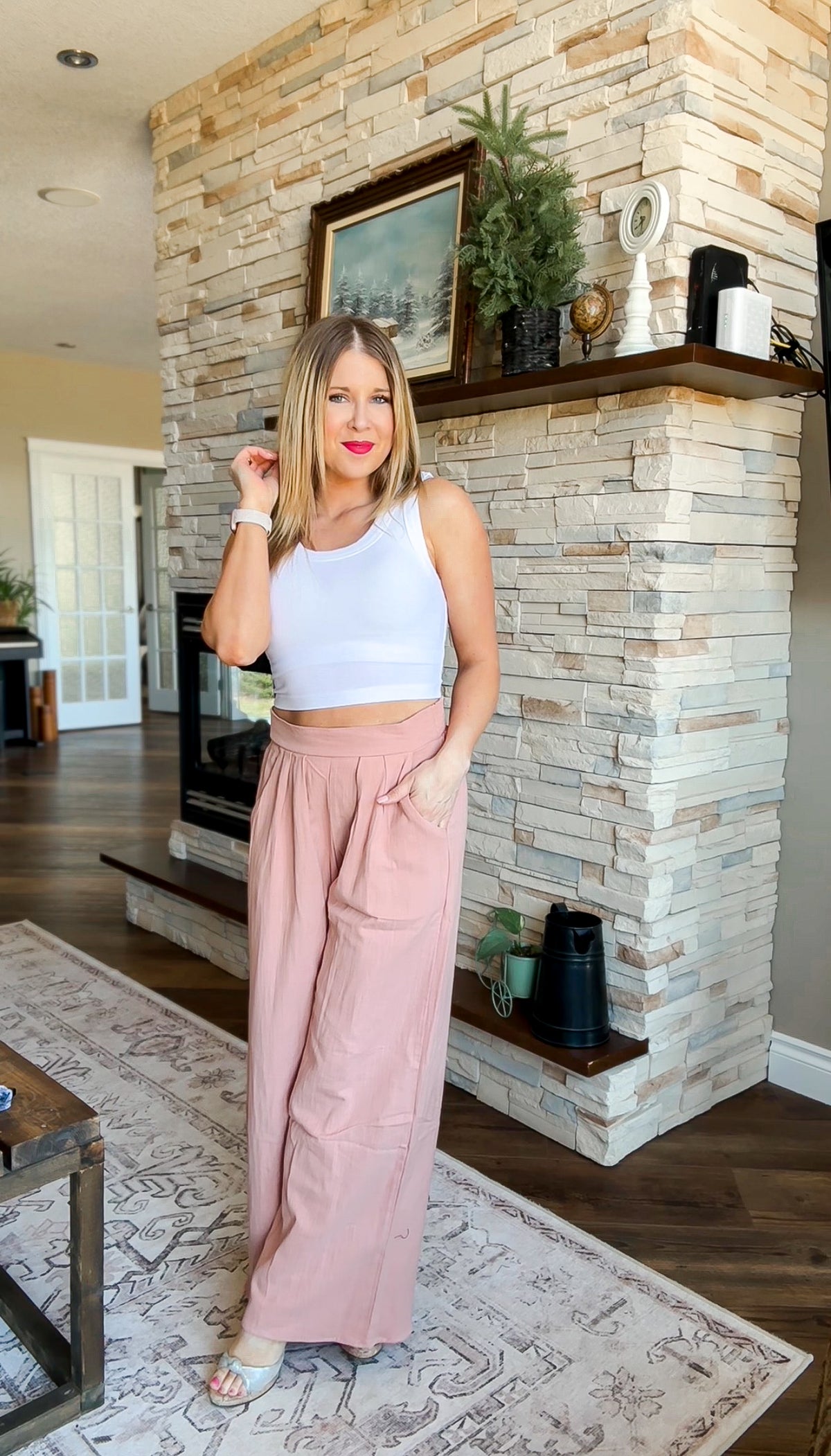 Nova Wide Leg Pants | Blush