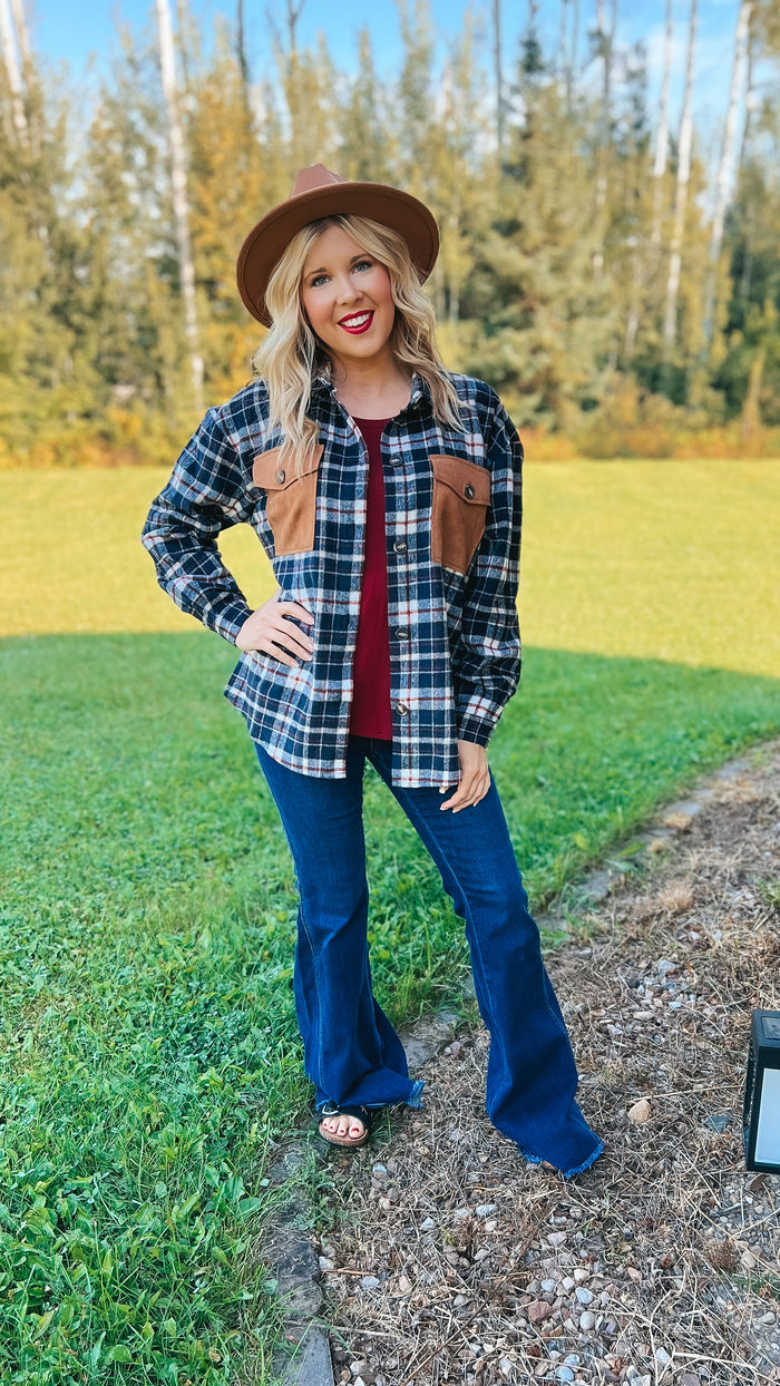 Sam Plaid Shacket | Navy