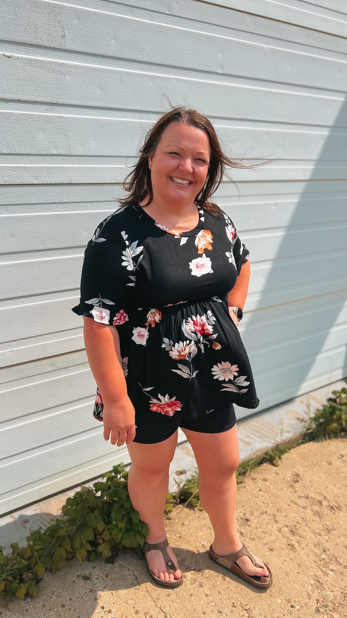 Winnie Babydoll Top: Black Floral