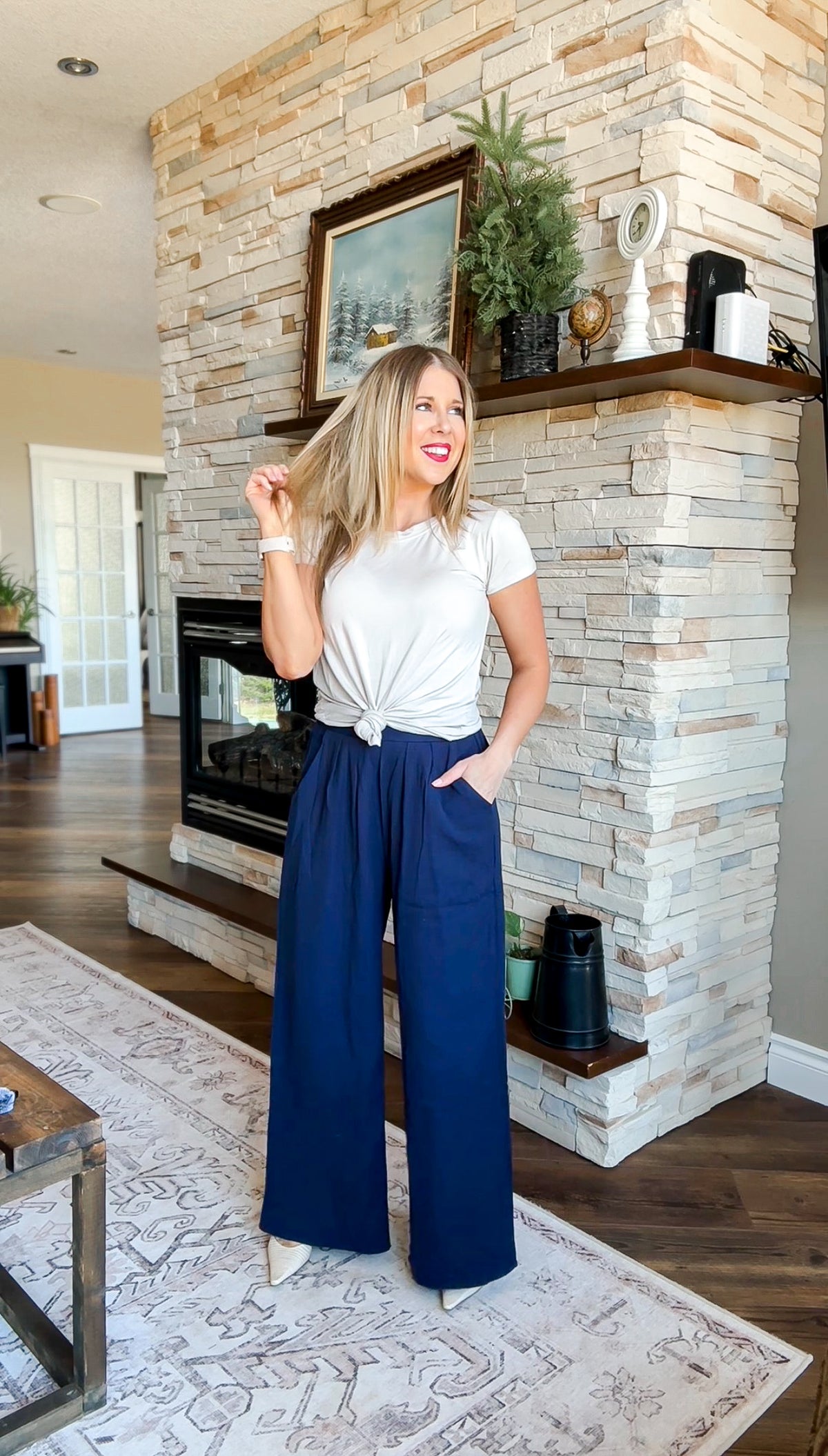 Nova Wide Leg Pants | Navy