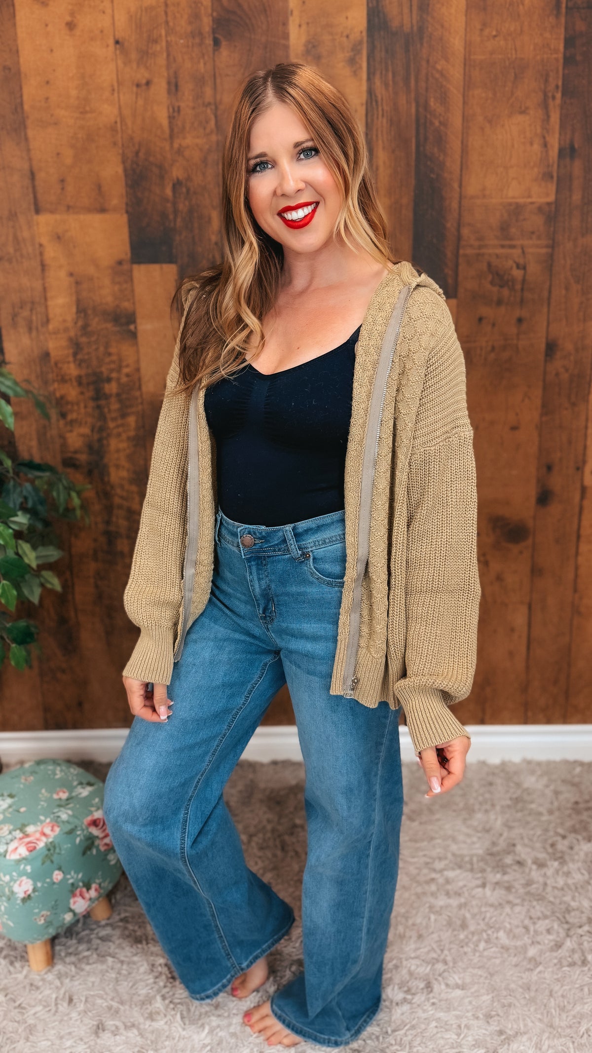 Brandi Zip Sweater Jacket | Taupe