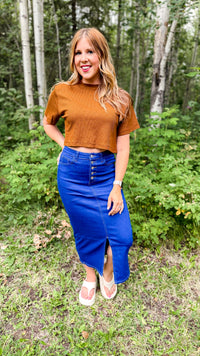Jenny Denim Maxi Skirt | Button Fly