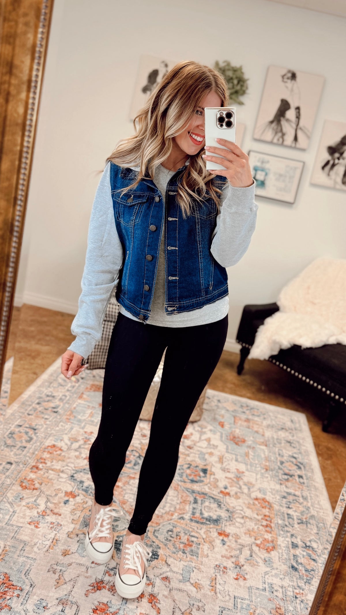Cam Hooded Denim Jacket | Dark Blue