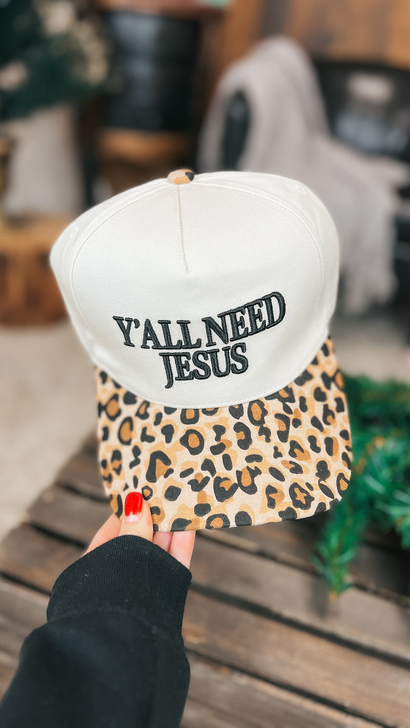 Ya'll Need Jesus Baseball Hat: Leopard