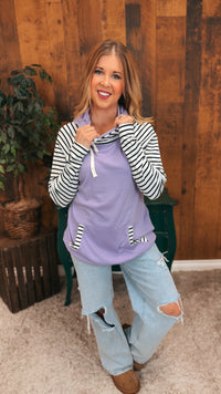 Janie Stripe Hoodie | Lavender