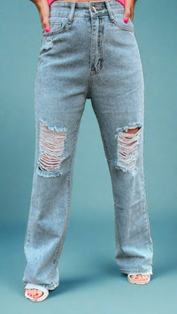 Noah Wide Leg Denim: Light Blue