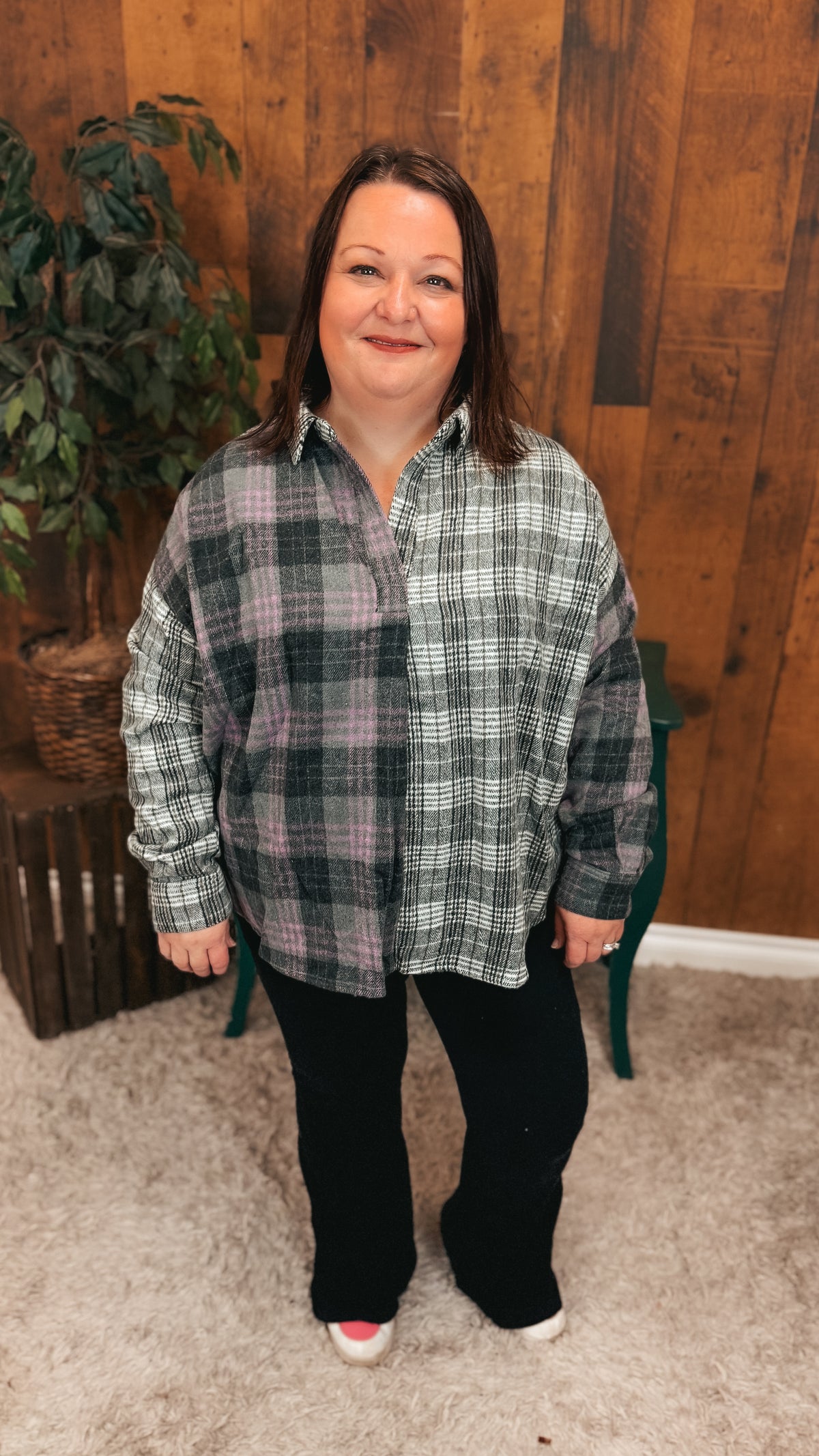 Jesslyn Plaid Flannel Top | Lavender