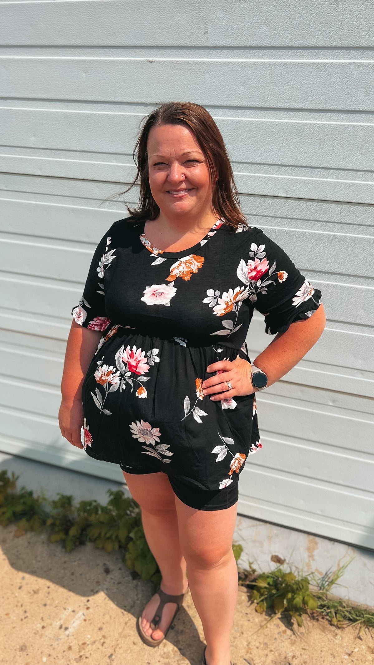 Winnie Babydoll Top: Black Floral