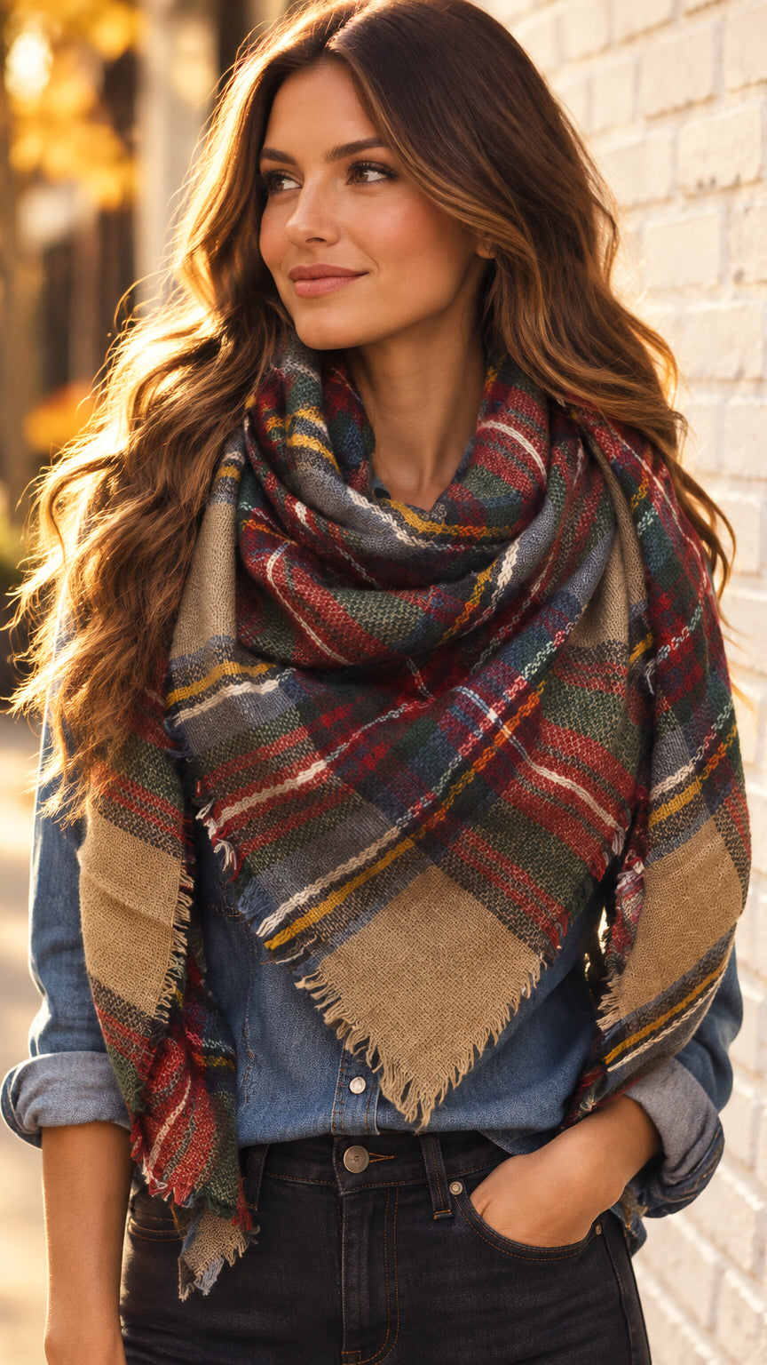 Denise Plaid Blanket Scarf