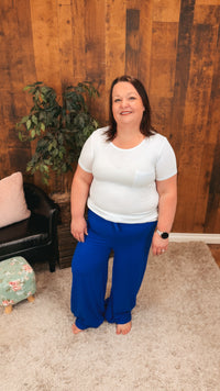 Stephanie Stretch Paper Bag Pants | Royal Blue