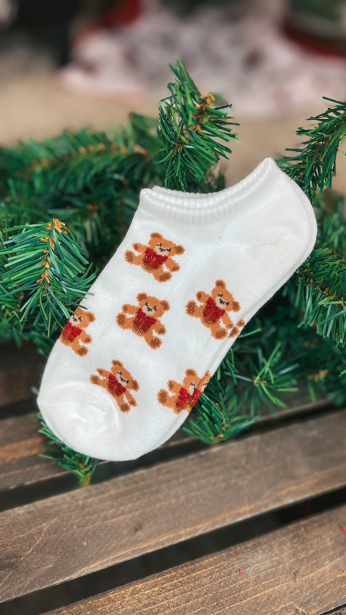 Teddy Bear Ankle Socks: White *SALE*