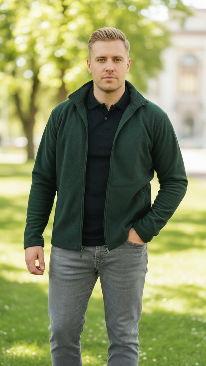 Kyle Fleece Zip Up Jacket: Green *SALE*