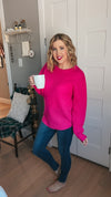 Scarlett Knit Sweater: Hot Pink