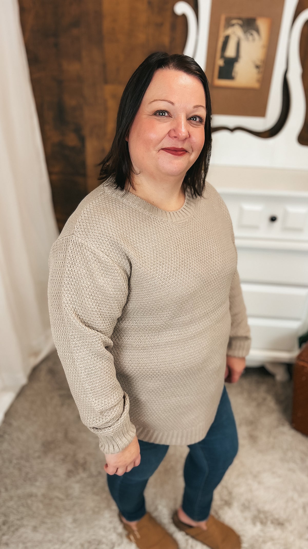 Scarlett Knit Sweater: Light Mocha