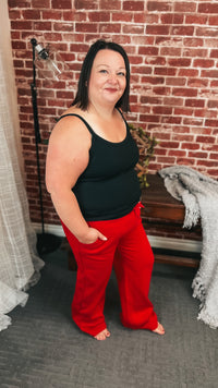 Jodie Wide Leg Jogging Pants | Red