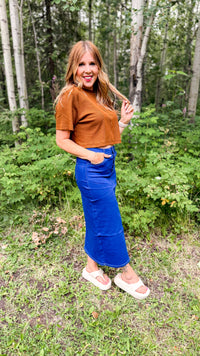 Jenny Denim Maxi Skirt | Button Fly