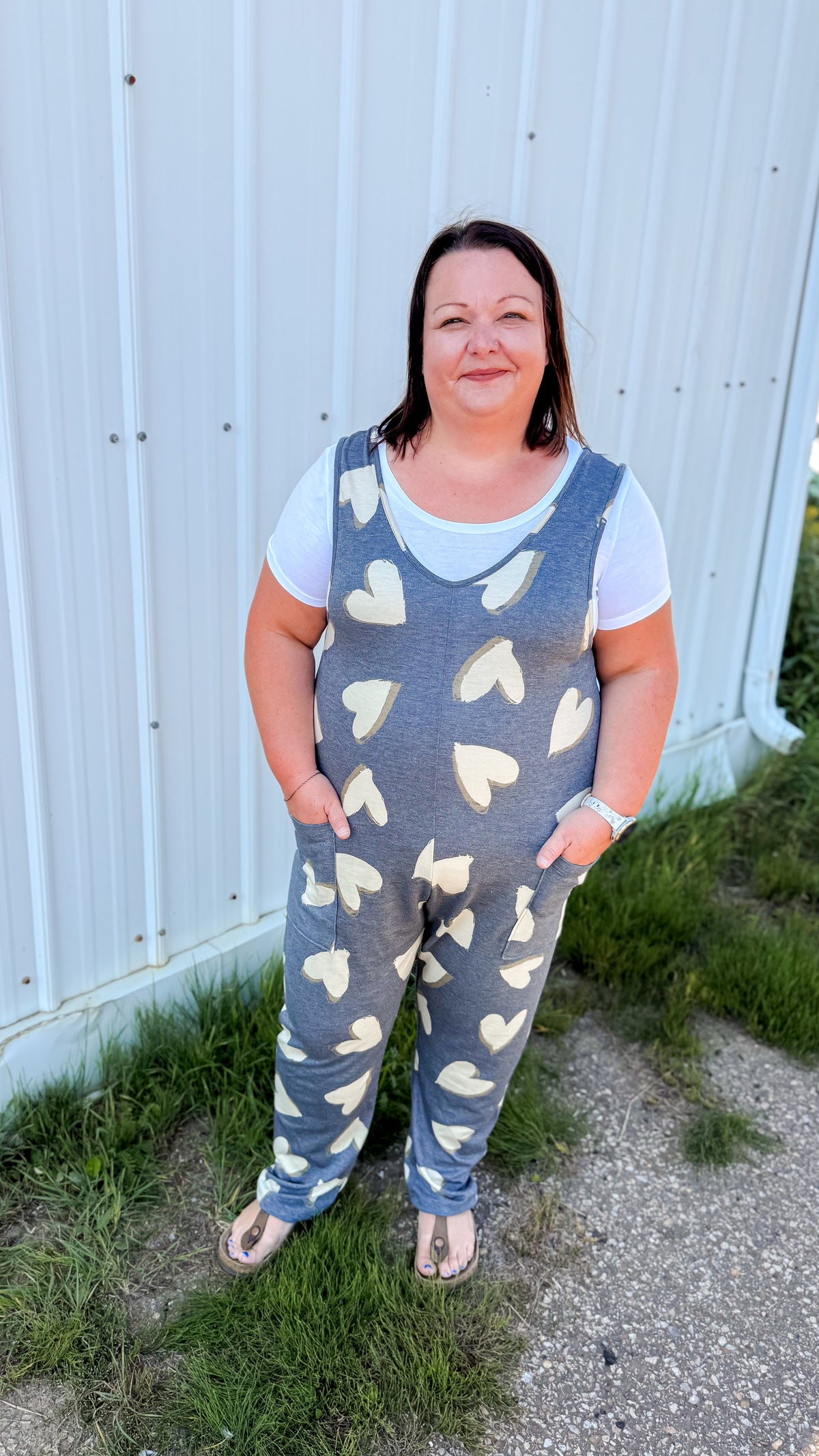 Nadine Romper | Grey Heart