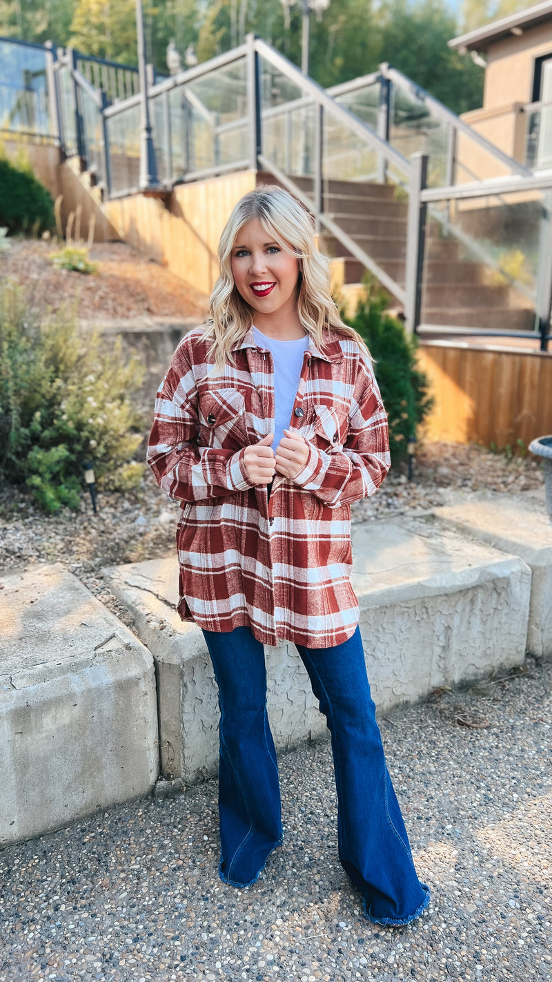 Finley Plaid Shacket | Brown