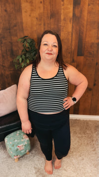 Ann Marie Stripe Tank Top | Black