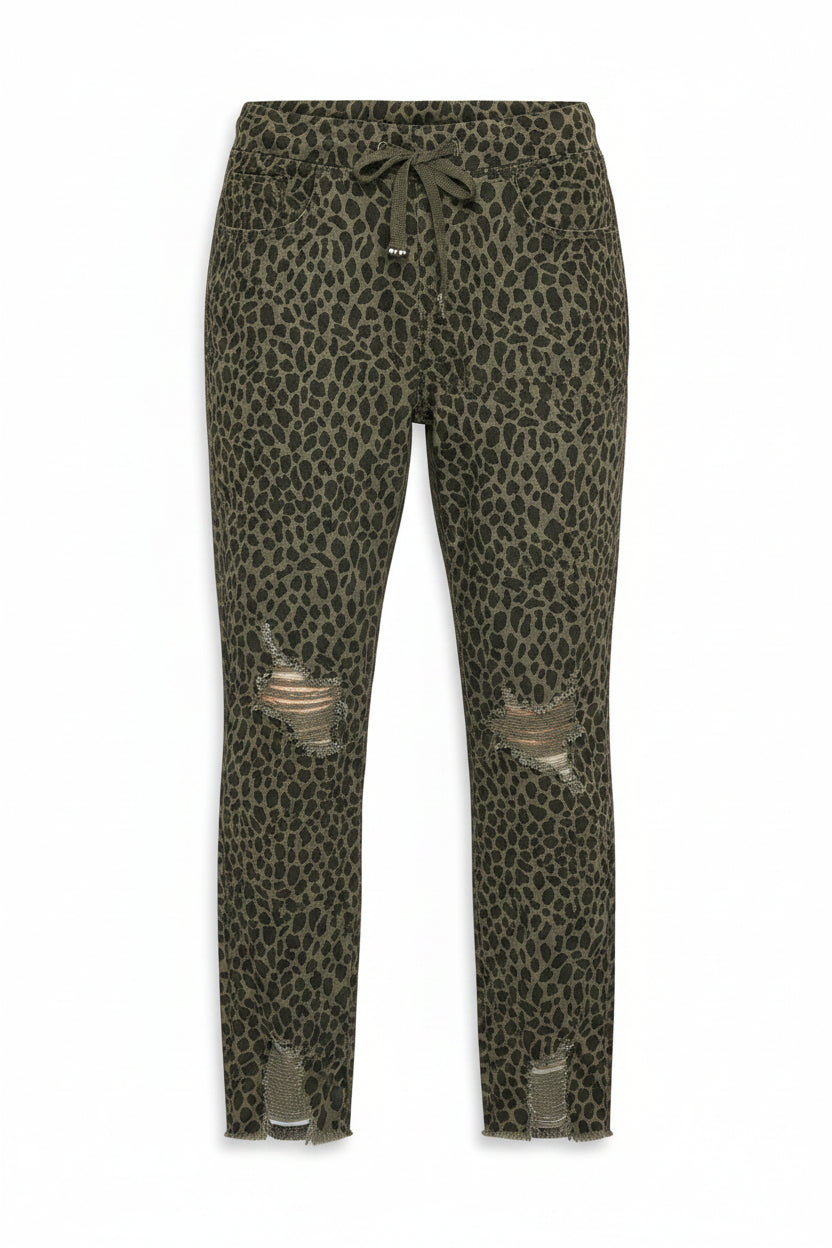 Vicky Cropped Jogger Denim | Leopard