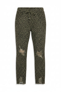 Vicky Cropped Jogger Denim | Leopard