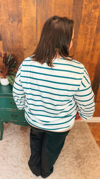 Mariah Stripe Long Sleeve | Teal & Ivory