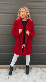Michaela Sherpa Jacket: Red