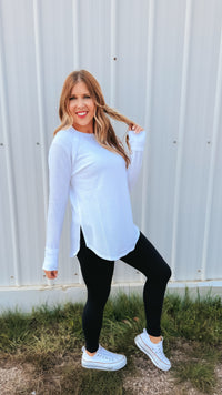 Leslie Waffle Long Sleeve | White