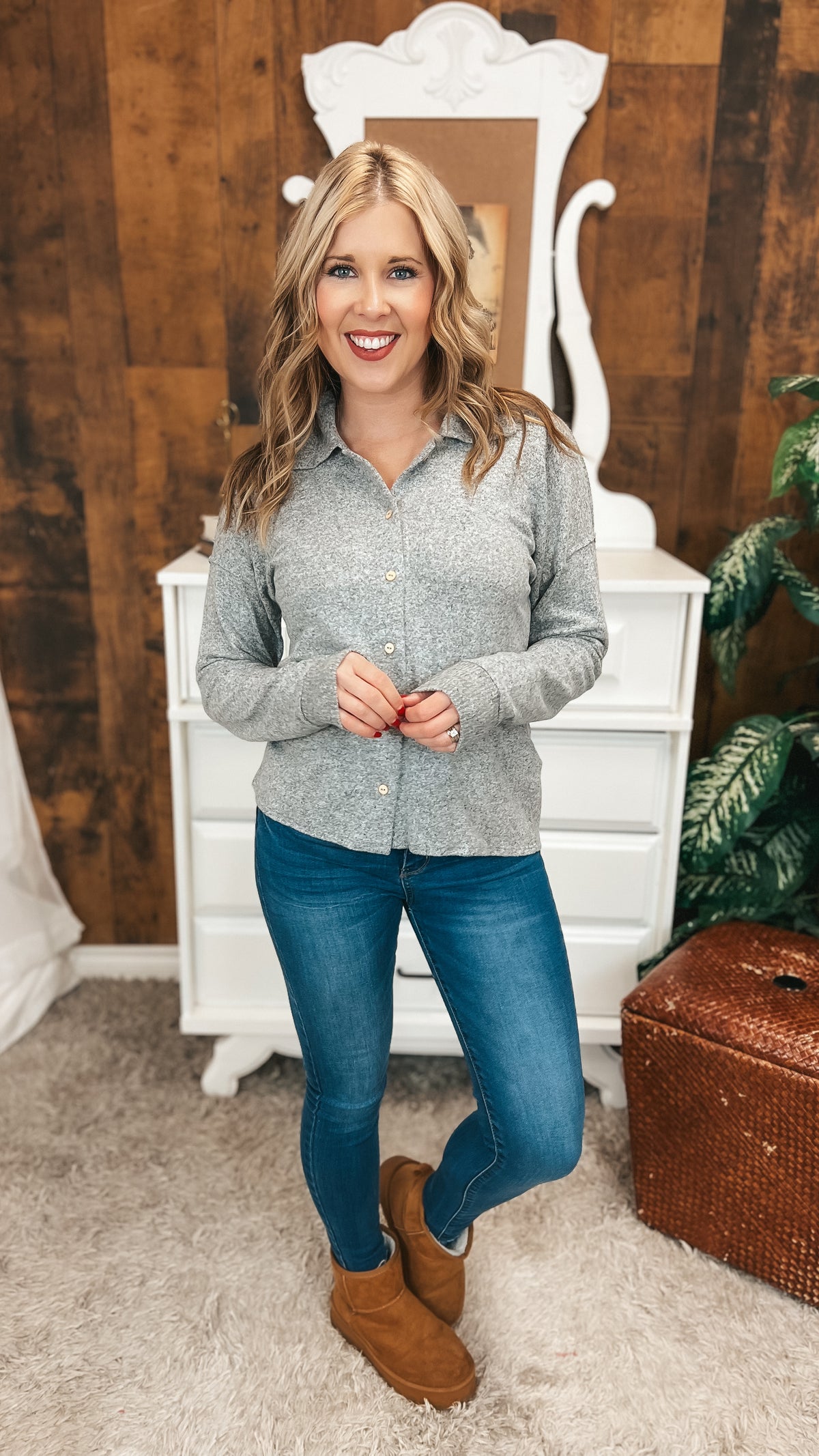 Loriann Button Shirt | Heather Grey