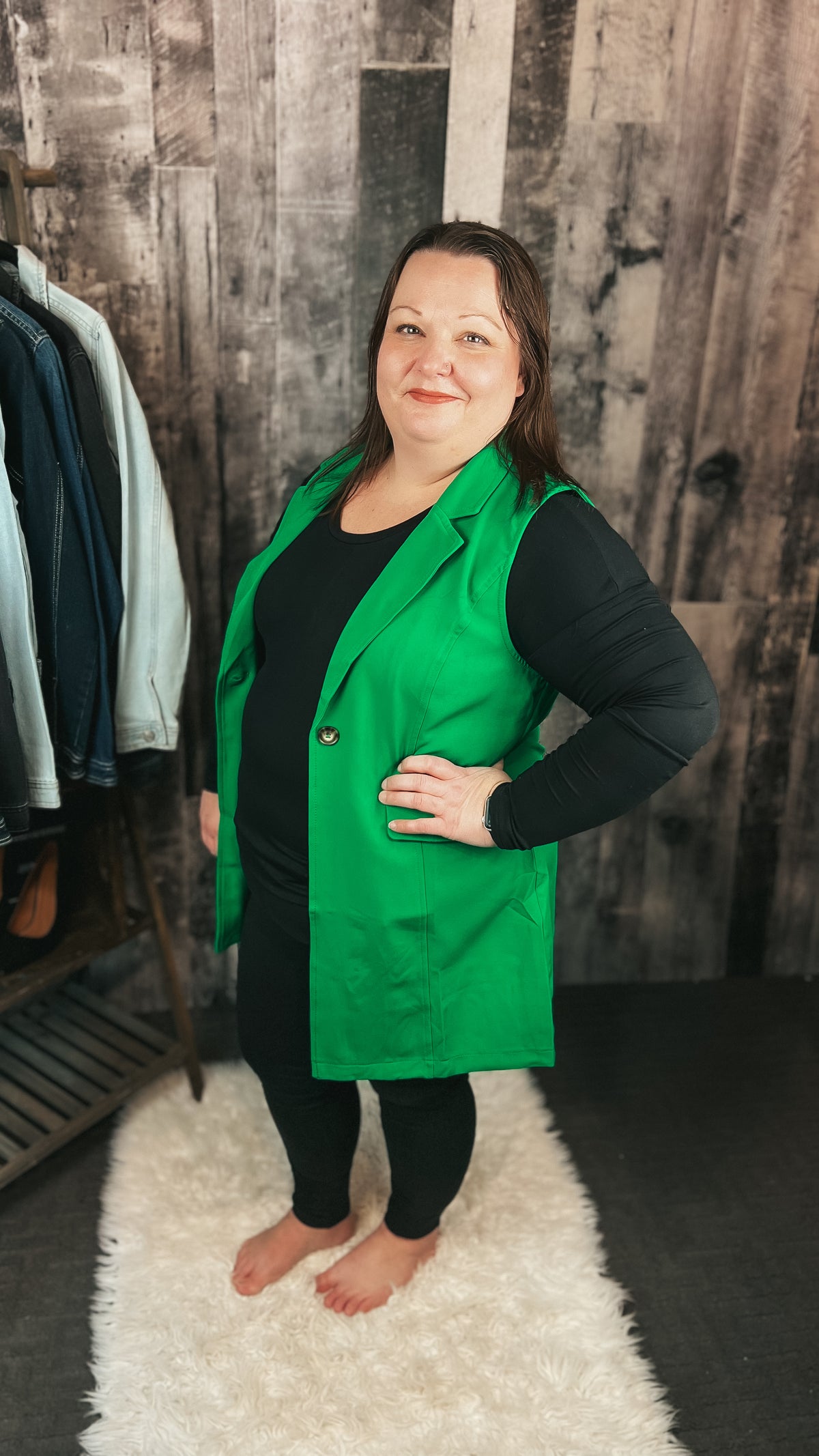 Katie Vested Blazer: Green