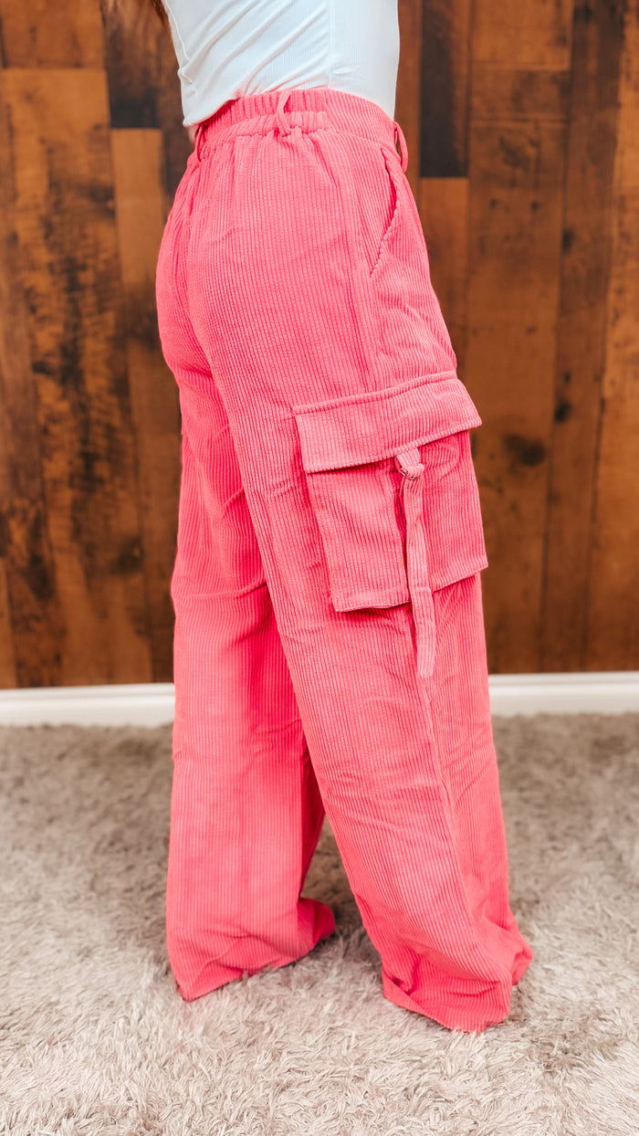Alicia Corduroy Cargo Pants | Pink