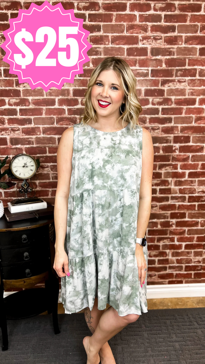 Darla Marbled Dress: Olive *SALE*