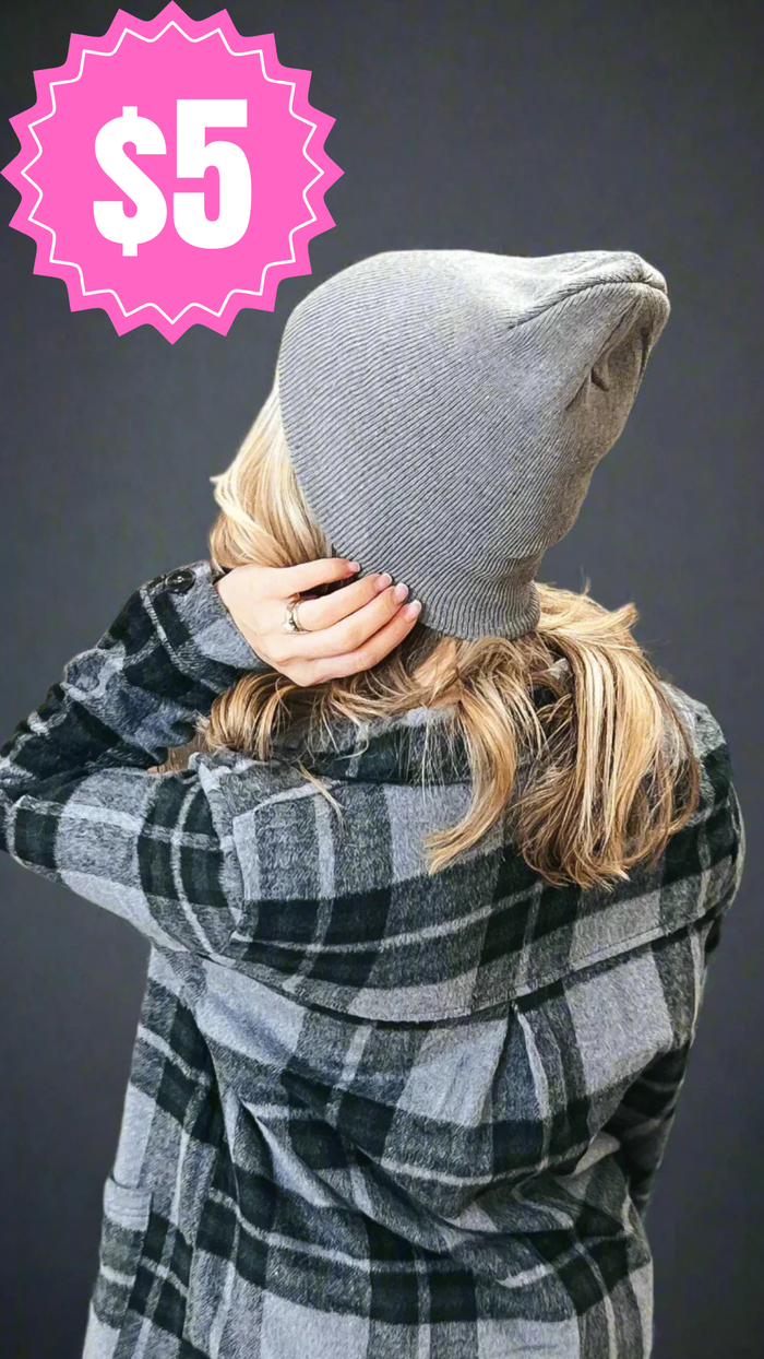 Theo Knit Beanie Hat: Grey *SALE*
