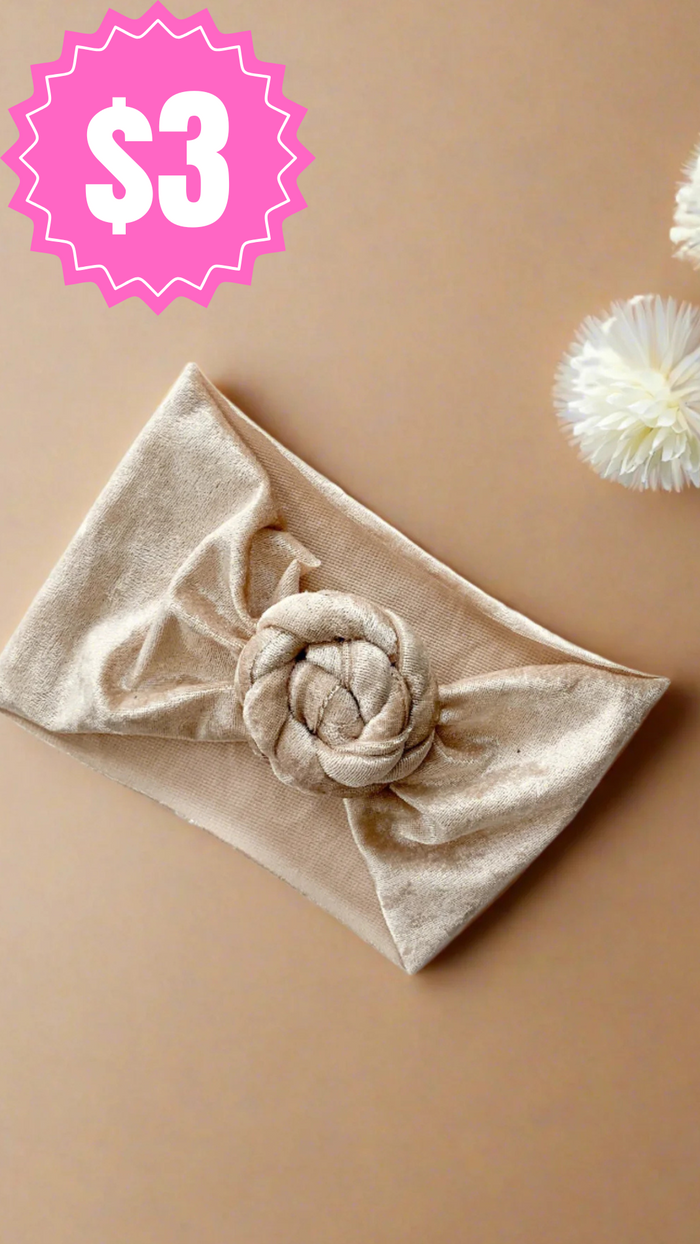 The Sophie Velvet Headband: Sand *SALE*