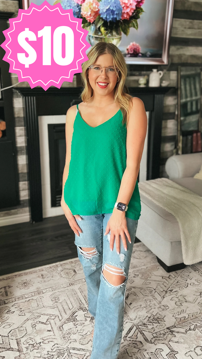 Eva Swiss Dot Tank Top: Green *SALE*