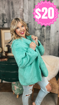 Carla Sherpa Jacket: Mint *SALE*