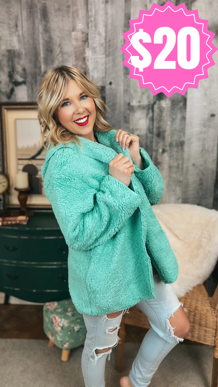 Carla Sherpa Jacket: Mint *SALE*